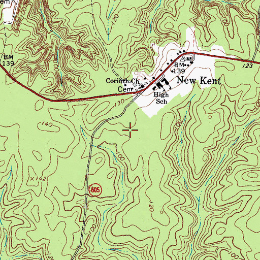 Topographic Map of New Kent Middle School, VA