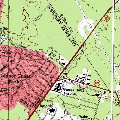 Topographic Map of Denbigh Christian Academy, VA