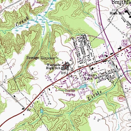 Topographic Map of Westside Elementary School, VA
