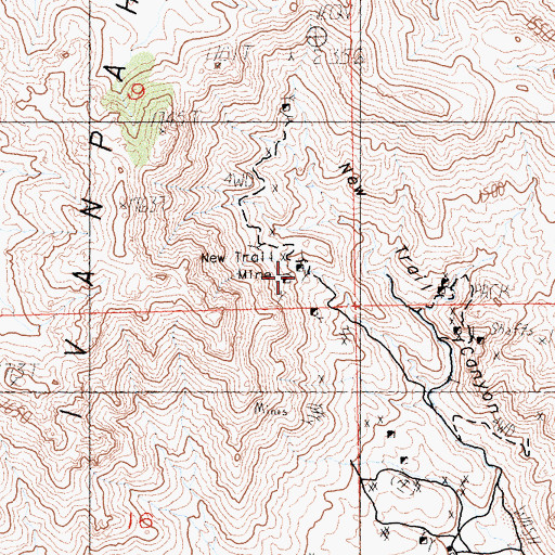 Topographic Map of New Trail Mine, CA