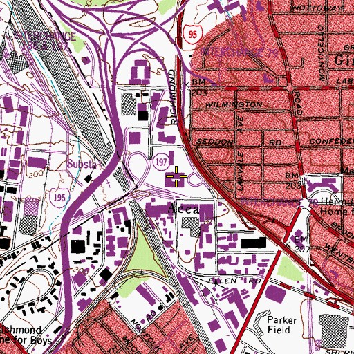Topographic Map of Richmond Technical Center, VA