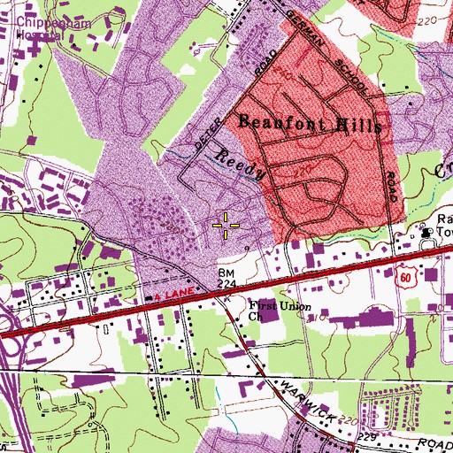 Topographic Map of Miles Jeromes Jones Elementary School, VA