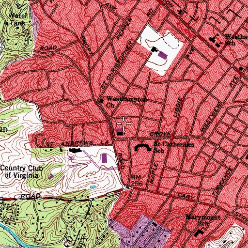 Topographic Map of Saint Bridget School, VA