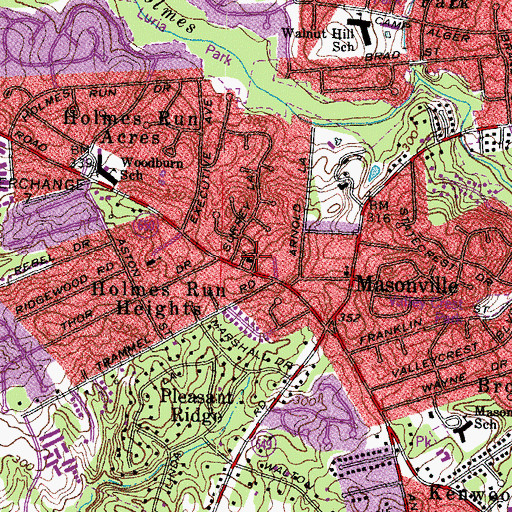Topographic Map of Montessori School - Holmes Run, VA