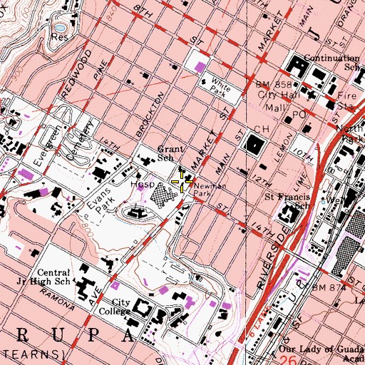 Topographic Map of Newman Park, CA