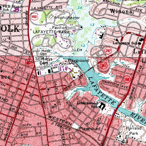 Topographic Map of Faith Academy School of Excellence, VA