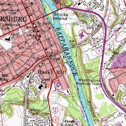 Topographic Map of Fredericksburg Montessori School, VA