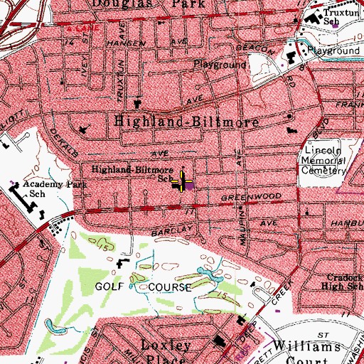 Topographic Map of Portsmouth City New Directions Alternative Center, VA