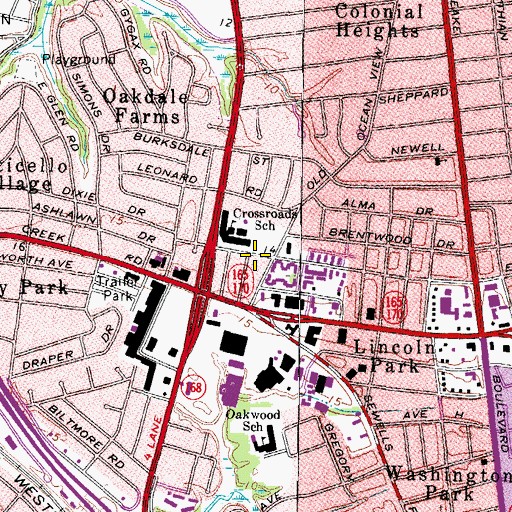 Topographic Map of McLea School, VA