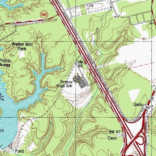 Topographic Map of Bruton High School, VA