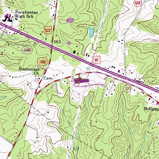 Topographic Map of Powhatan Junior High School, VA