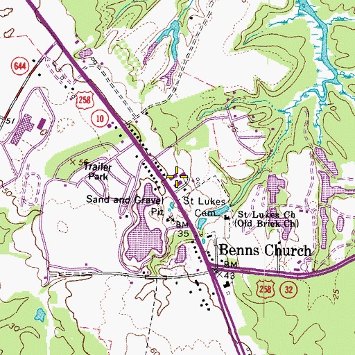 Topographic Map of James River Christian Academy, VA