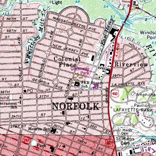 Topographic Map of Stuart Gifted Center School, VA