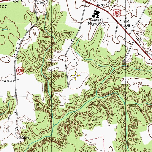 Topographic Map of Northumberland Elementary School, VA