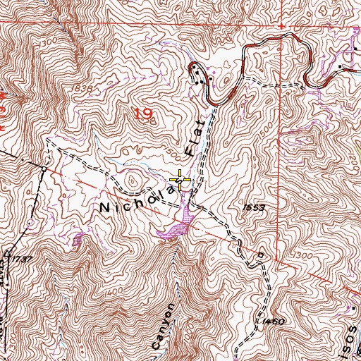 Topographic Map of Nicholas Flat, CA