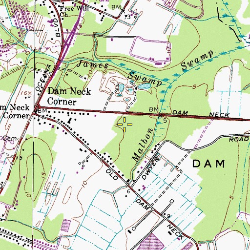 Topographic Map of Ocean Lakes Elementary School, VA