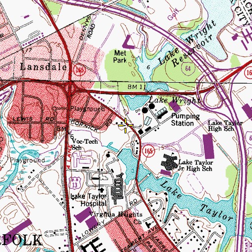 Topographic Map of Town and Country Day School, VA
