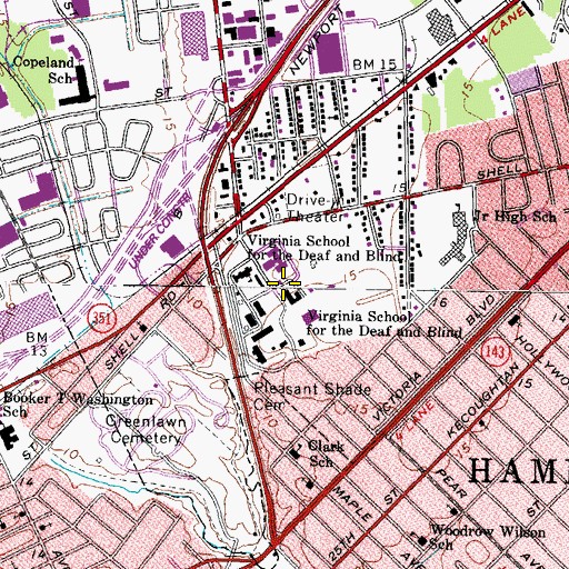 Topographic Map of Hampton Harbour Academy, VA