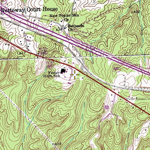 Topographic Map of Nottoway High School, VA
