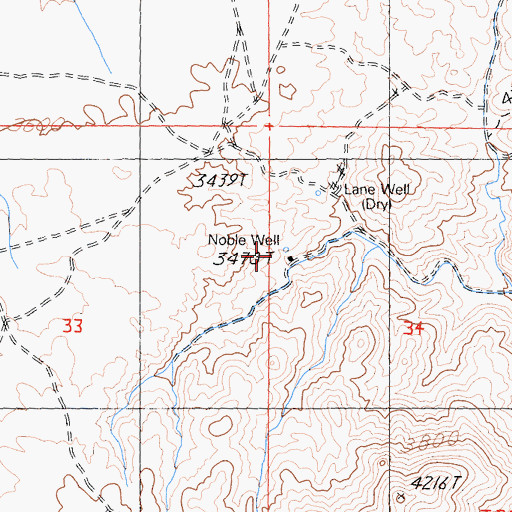 Topographic Map of Noble Well, CA