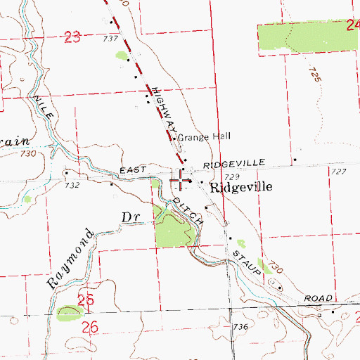 Topographic Map of Ridgeville Cemetery, MI