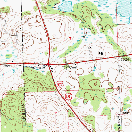 Topographic Map of Chapman Cemetery, MI