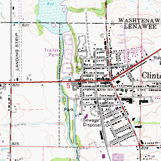 Topographic Map of Clinton Woolen Mill Historical Marker, MI