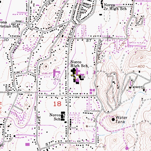 Topographic Map of Norco Senior High School, CA