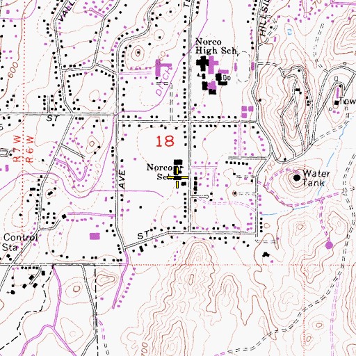 Topographic Map of Norco Elementary School, CA
