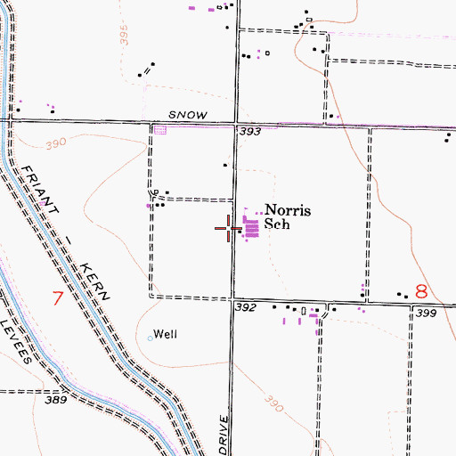 Topographic Map of Norris Elementary School, CA