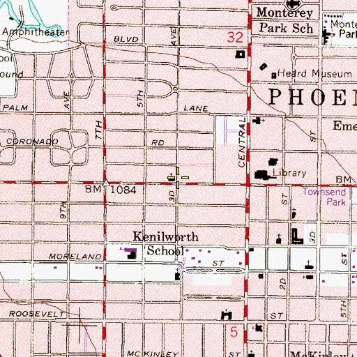 Topographic Map of Phoenix Fire Department Station 4, AZ