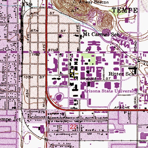 Topographic Map of West Hall, AZ