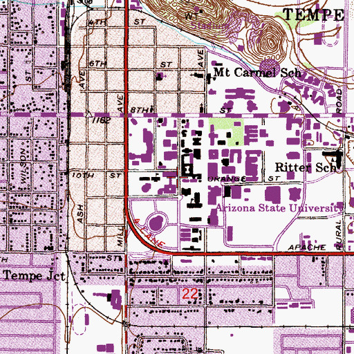 Topographic Map of Wilson Hall, AZ