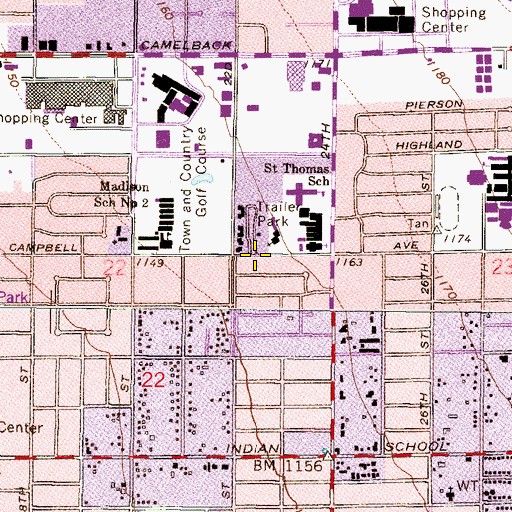 Topographic Map of Albright United Methodist Church, AZ