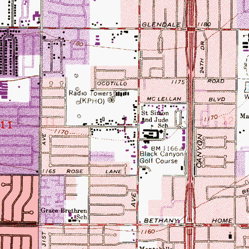 Topographic Map of Ambassador Heights Baptist Church, AZ