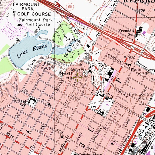 Topographic Map of North Hill, CA