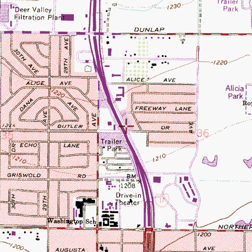 Topographic Map of Freeway Baptist Church, AZ