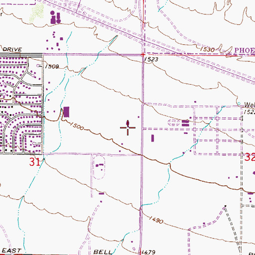 Topographic Map of Church of Christ on Tatum Boulevard, AZ