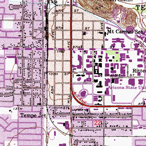 Topographic Map of Arizona State University Art Museum, AZ