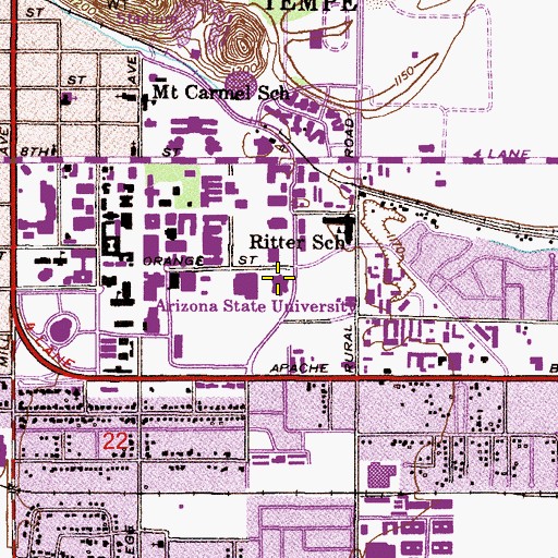 Topographic Map of Armstrong Hall, AZ