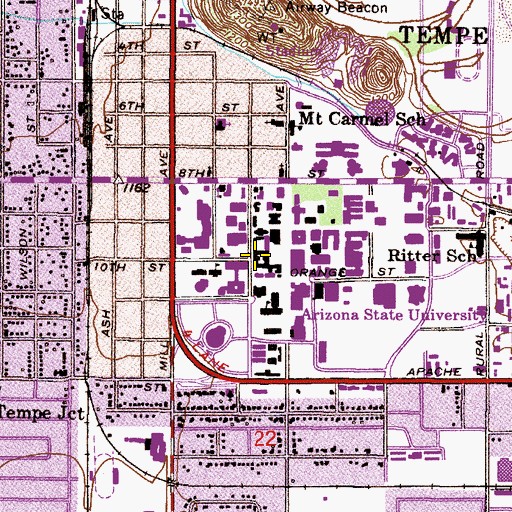Topographic Map of Dixie Gammage Hall, AZ