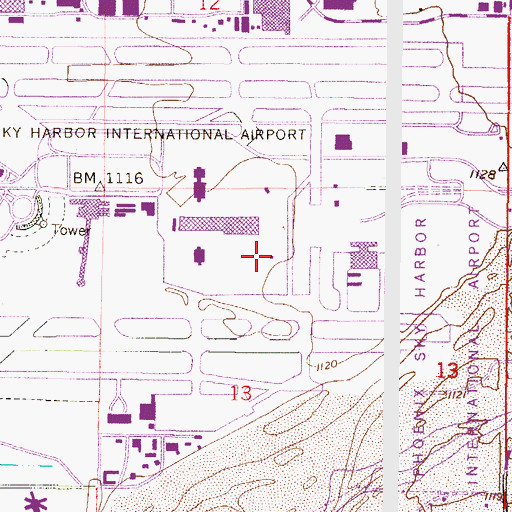 Topographic Map of Phoenix Fire Department Station 19 Airport, AZ