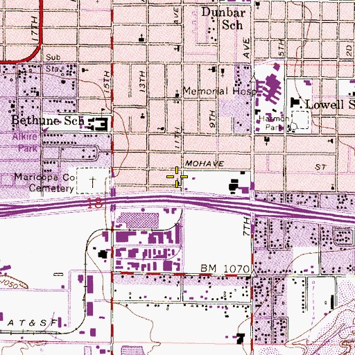 Topographic Map of Lone Star Baptist Church, AZ