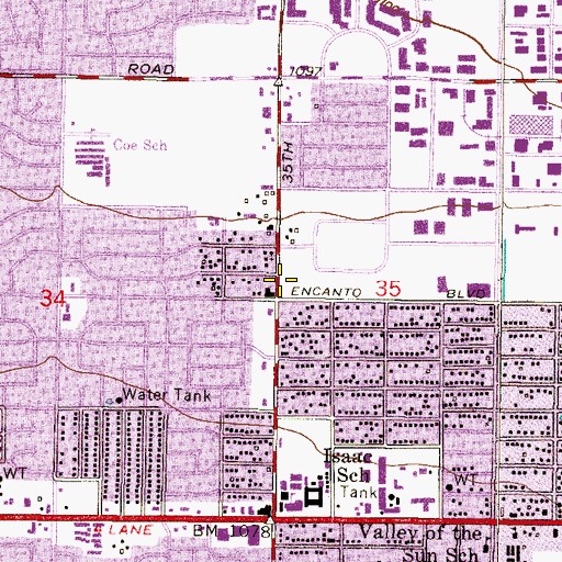 Topographic Map of Rehoboth Saints Center Church of God in Christ, AZ