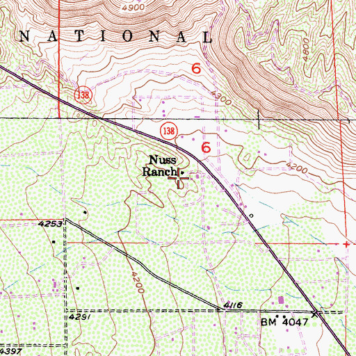 Topographic Map of Nuss Ranch, CA