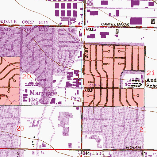 Topographic Map of Maryvale Hospital Medical Center, AZ