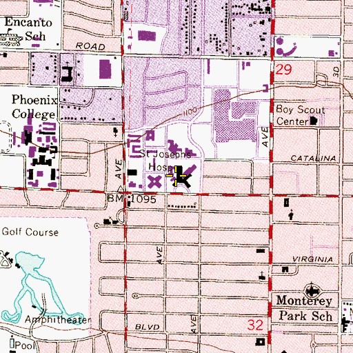 Topographic Map of Saint Joseph's Hospital and Medical Center - Center for Women's Health, AZ