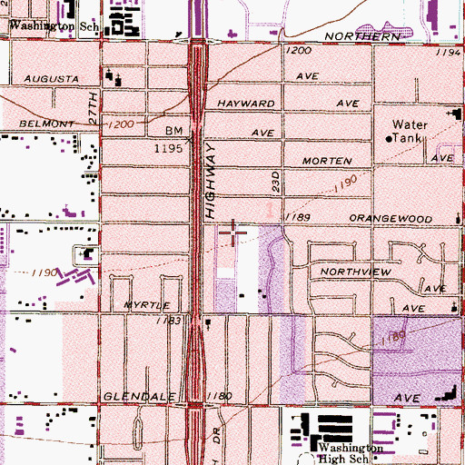 Topographic Map of Saint Josephs Hospital Huger Mercy Living Center, AZ