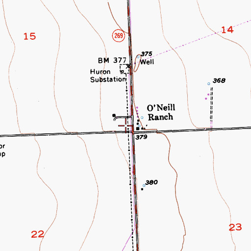 Topographic Map of O'Neill Ranch, CA