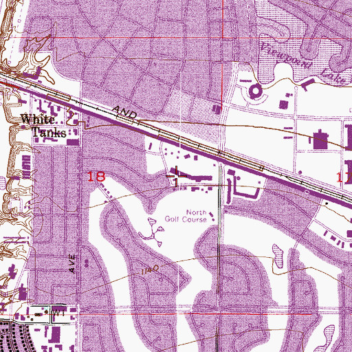 Topographic Map of Grand Center Shopping Center, AZ